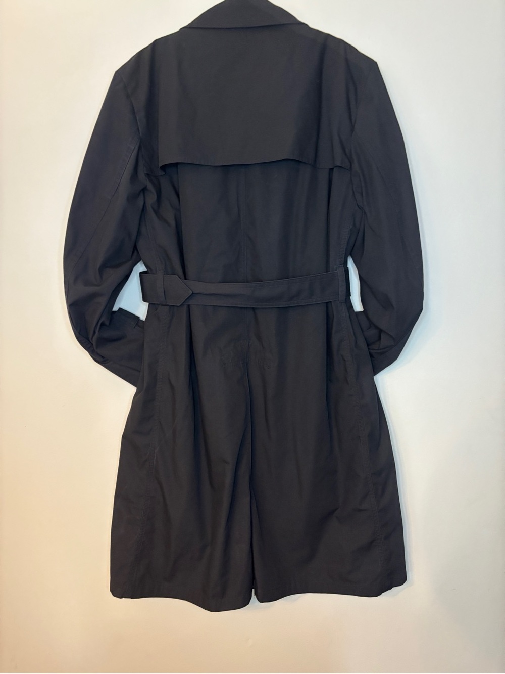 AMERICAN APPAREL Classic Men's Black Trench Coat - Belted Double-Breasted - Picture 6 of 16